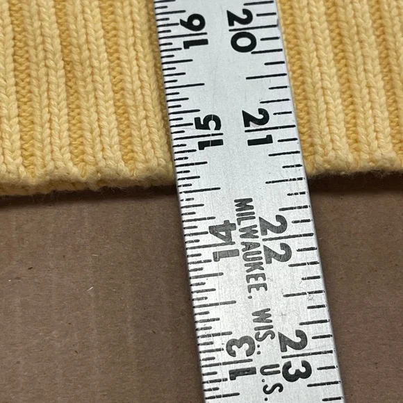 Lauren Ralph Lauren Turtleneck Sweater Women's M Yellow Ribbed Cotton Logo - Picture 10 of 13